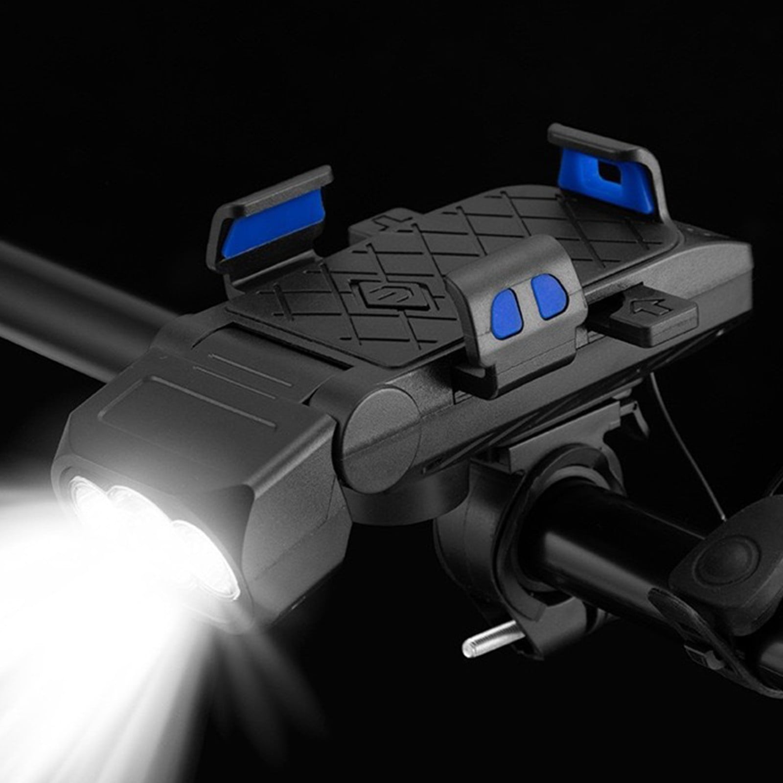 Dieses Fahrradscheinwerfer-set Beinhaltet Einen Per Usb Aufladbaren Scheinwerfer Mit Lautsprecher Und Integrierter Handyhalterung – Perfekt Für Nachtfahrten.