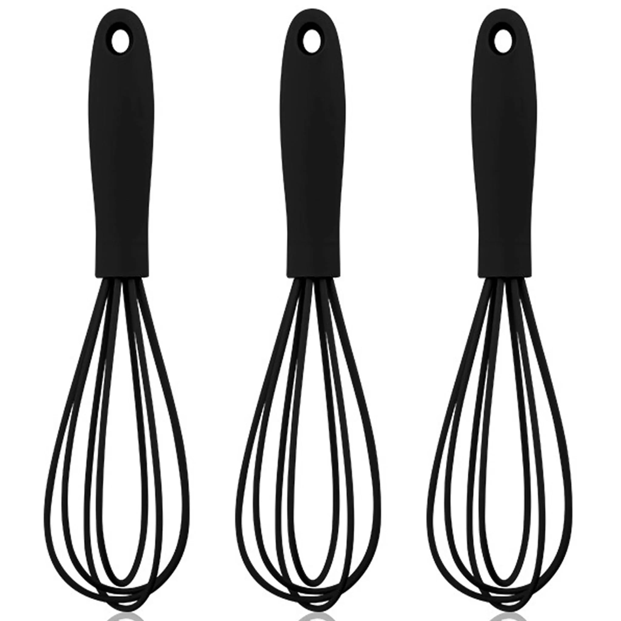 3-teiliges Mixer-set Aus Silikon Und Edelstahl, Handmixer, Küchenhelfer Zum Kochen, Backen, Mischen Und Eierschlagen (schwarz).