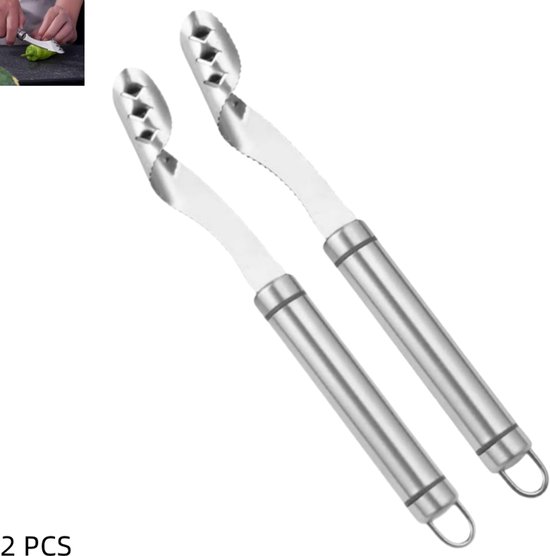 2er-pack Chilischotenentferner Aus Silberfarbenem Edelstahl Mit Gezahnter Klinge Und Griff, Obst- Und Gemüseentkerner Für Alle Chilisorten, 22,5 X 2,5 Cm