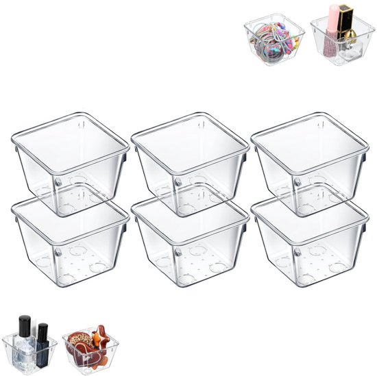 6-teiliges Set – Transparenter Schubladenorganizer – Stapelbar – Kleiner Schminktisch-organizer – 7,5 Cm X 7,5 Cm X 5,5 Cm – Tischteiler – Aufbewahrung Für Küchenutensilien