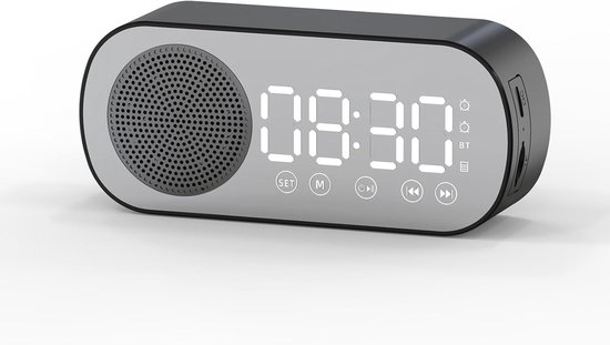 Kabelloser Lautsprecher, Musikradio, Wiederaufladbarer Digitaler Wecker, Subwoofer, Tf-kartensteckplatz, Geeignet Für Schlafzimmer, Studio Und Büro (schwarz).