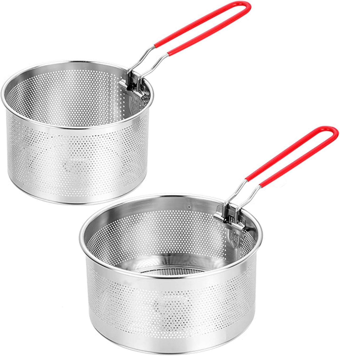 Zweierpack Pommes-frites-körbe Mit Abnehmbaren Griffen, Zum Abtropfen, Frittieren Von Teig, Auch Als Pastakörbe, Küchensiebe, Nudelsiebe Verwendbar, (16 Cm, 18 Cm)