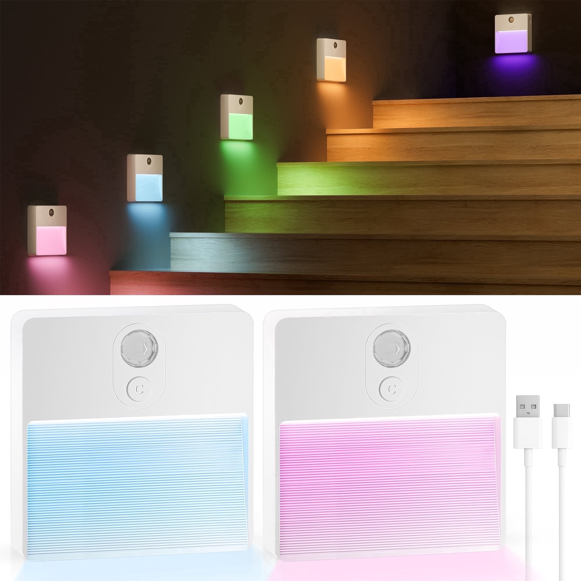 Bewegungsmelder-nachtlicht Für Den Innenbereich – Batteriebetriebene Treppenhausleuchte Mit Sensor – Für Schlafzimmer, Flure, Küchen, Badezimmer Usw. – 2er-pack