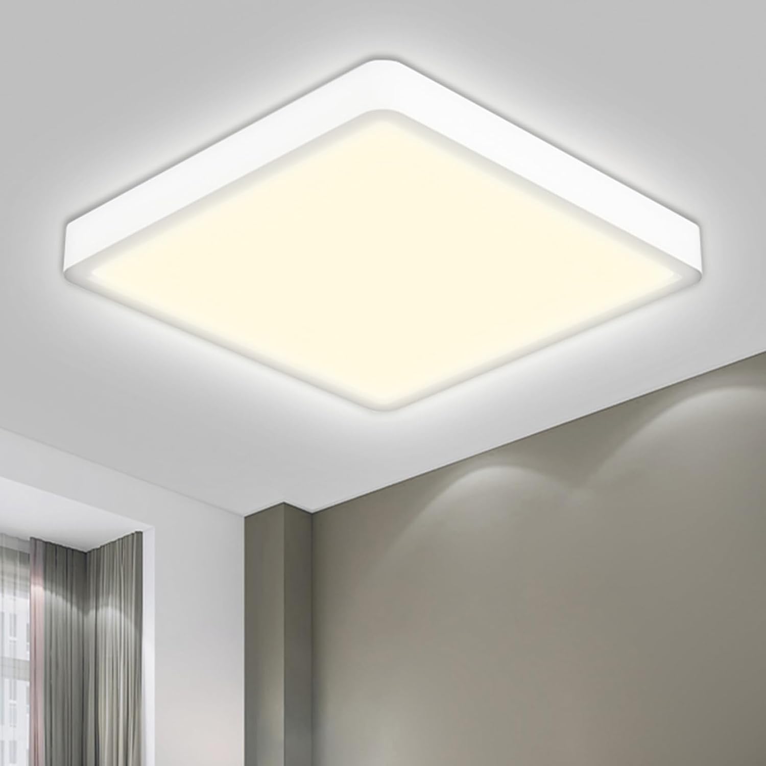 Led-deckenleuchte, Ip44, Quadratisch, Flach, Für Badezimmer, 36 W, 4000 K, 3400 Lm, Modernes Design, Für Wohnzimmer, Schlafzimmer, Küchen, Balkone, Keller, Büros, 400 × 25 Mm