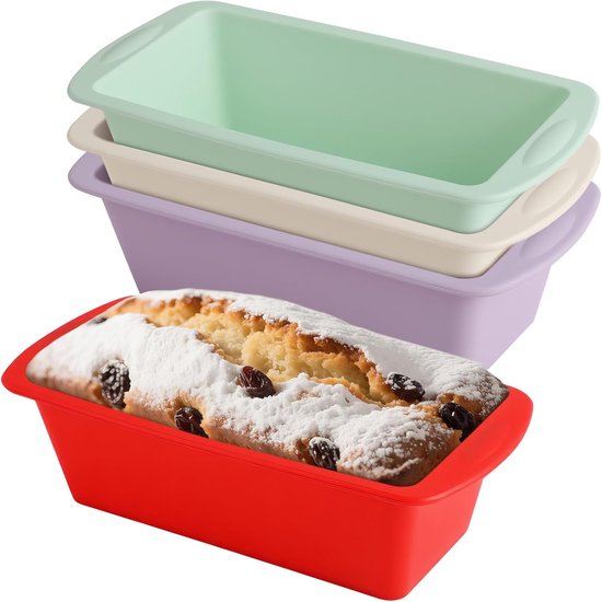 4-teiliges Rechteckiges Antihaft-silikon-backformset Für Brot Und Kuchen, 19,2 X 9,5 Cm