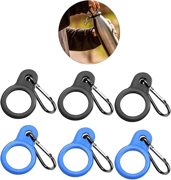 Set Mit 6 Silikon-wasserflaschenverschlüssen Mit Karabinerhaken, Tragbarer Wasserflaschenhalter, Tragehaken Zum Wandern, Campen, Reisen, Bergsteigen