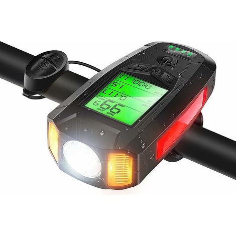 Fahrradlicht, Multifunktionales Fahrradlicht Mit Geschwindigkeitsmesser, Wasserdicht, Einstellbaren Beleuchtungsmodi, Usb-ladefunktion, 300 Lumen Und Einer Lauten Klingel.