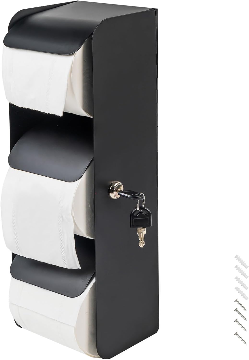 Gewerblicher Toilettenpapierhalter – 3 Rollen, Abschließbar, Edelstahl – Wandmontage, Geeignet Für Badezimmer/toiletten (mattschwarz)