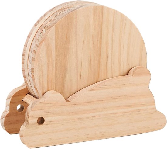 Becheruntersetzer-set, 5-teilig Mit Hasenhalter Zur Tischorganisation, Silikon/mdf-material, Rutschfeste Getränkeschutzpads
