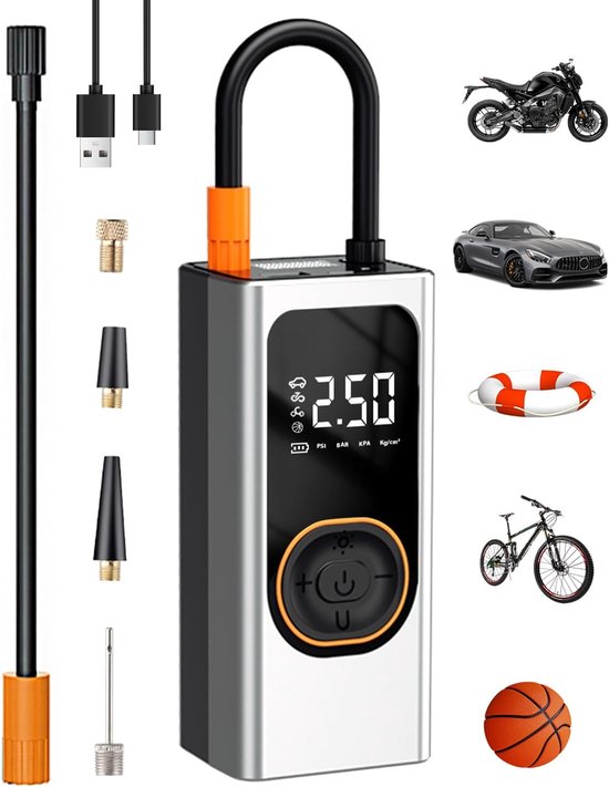 Tragbarer, Kabelloser Elektrischer Luftkompressor (150 Psi) Mit 4000-mah-powerbank Und Lcd-display