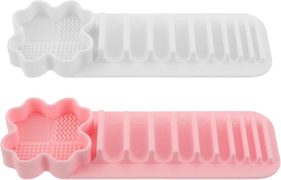 2-teiliger Silikon-make-up-pinselhalter & Reinigungsmatte, Wandmontierter Trockenständer, Werkzeugorganizer Für Badezimmer