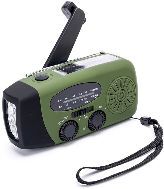 Notfall-solarradio (fm/mw) Mit Kurbel, Tragbarer Solar-powerbank (2000 Mah), Akkubetriebener Taschenlampe, Led-dynamo Und Sos-funktion Für Zuhause Und Camping