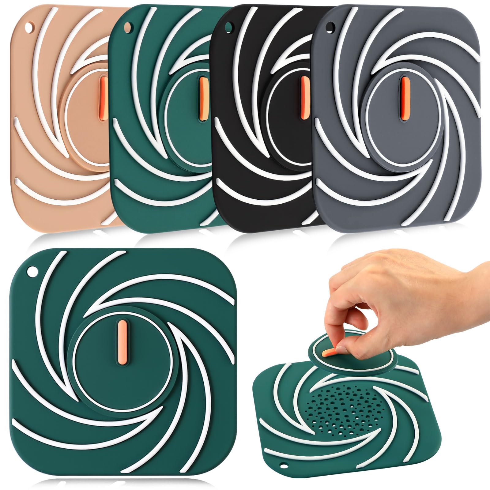 4-teiliges 2-in-1-silikon-abflussstopfen-set, 15,2 Cm Große Abflussstopfen Für Badewannen, Haarfänger, Flache Saugnapfabdeckungen Für Küche Und Bad