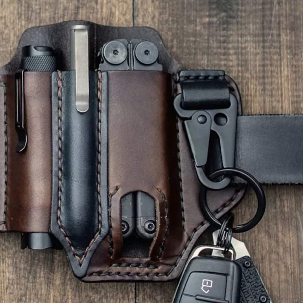 Lederscheide Für Multifunktionswerkzeug, Aufbewahrungstasche Mit Schlüsselanhänger Für Gürtel Und Taschenlampe, Multitool-tasche