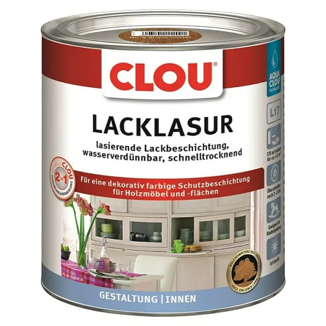 Aqua Lack Lasur L17 Eiche mittel 375ml - Clou
