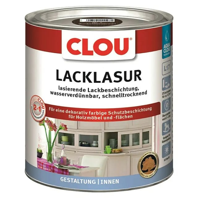 Aqua Lack Lasur L17 Dunkel Nußbraun 375ml - Clou