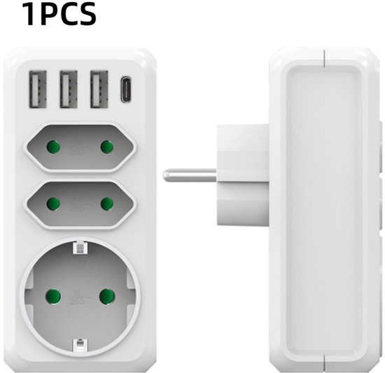 Steckdosenadapter Mit Usb-anschluss, Mehrfach-usb-c-anschluss, Deutscher Und Europäischer Standard, Wandsteckdose, Für Zuhause Und Unterwegs, Weiß, 5,2 X 3,8 X 11,4 Cm, 16 A, 110–250 V