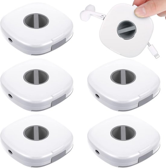 6-teiliger Tragbarer, Drehbarer Kabelorganizer, Ladekabelorganizer, Kabelrollen, Für Usb-kabel, Headset-kabel, Mauskabel, Ladekabel (weiß)