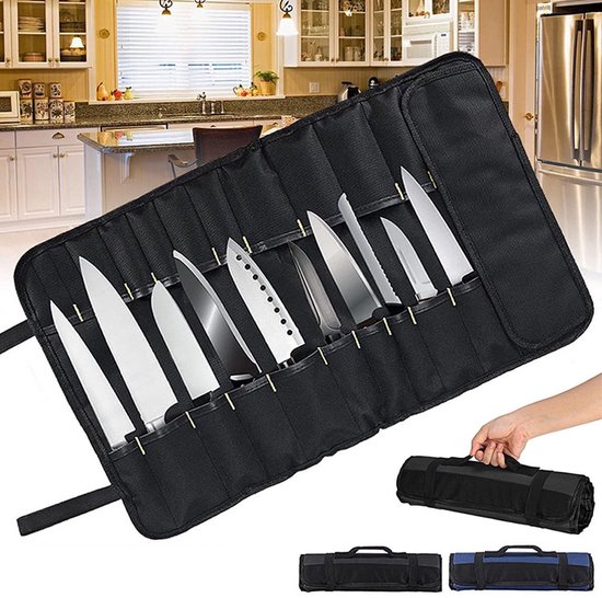 Aufbewahrungstasche Für Messersets – Professionelle Kochmessertasche – Werkzeugrolle Für Unterwegs – 35,5 X 58 Cm – Messer Nicht Enthalten
