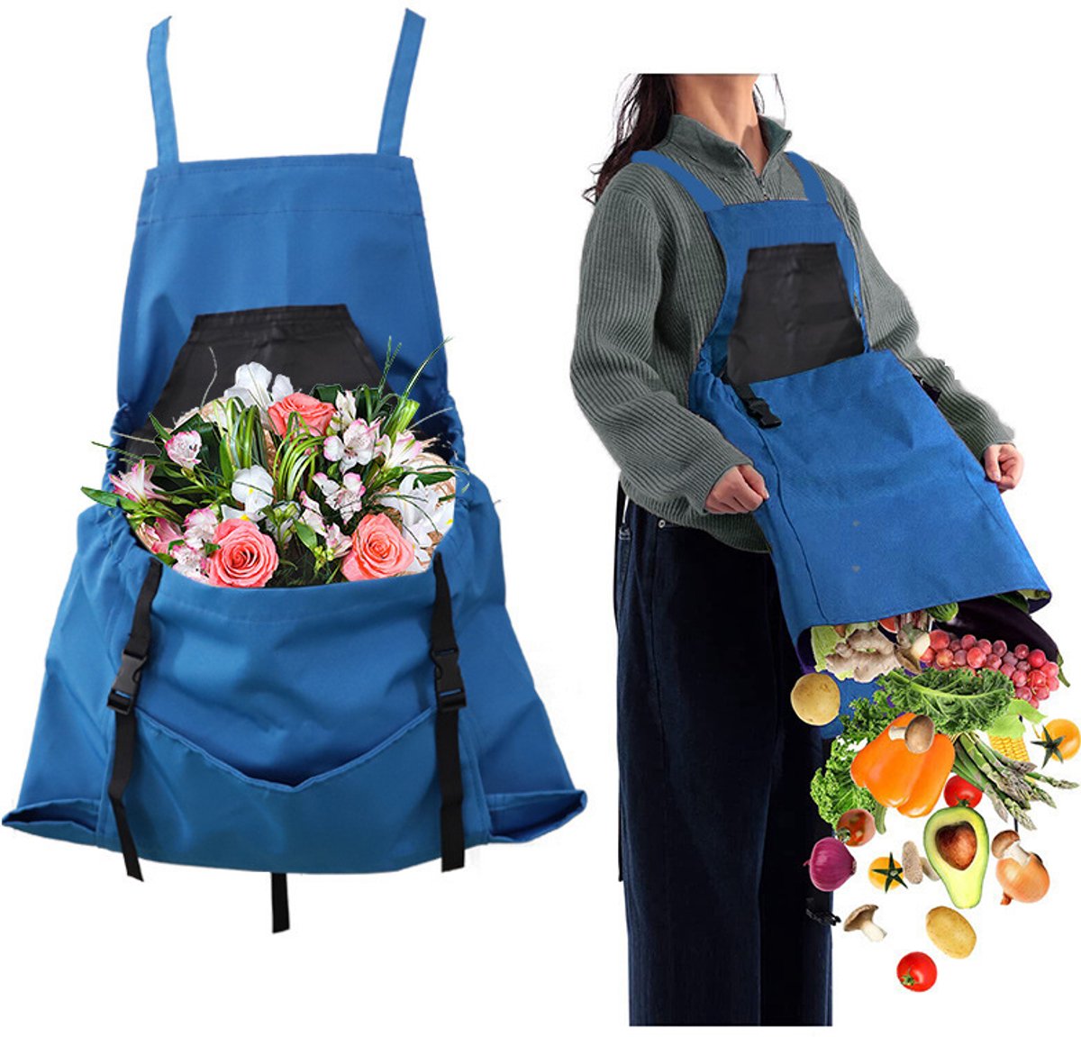 Gartenschürze Mit Großen Taschen – Verstellbare Gartenschürze – Gartenschürze Mit Erntebeutel – Geschenkidee