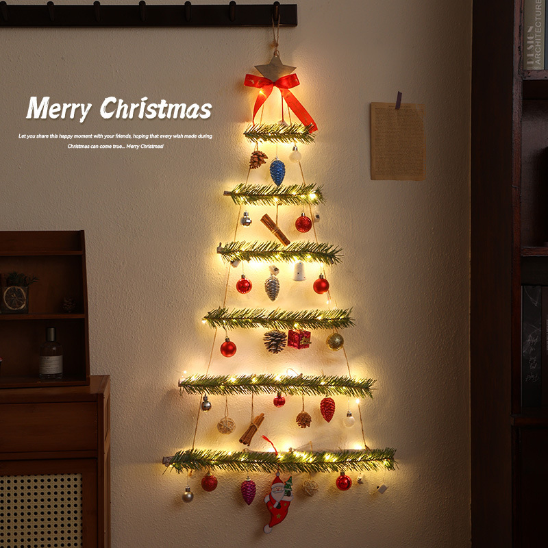Weihnachtsdekoration, Beleuchteter Wandweihnachtsbaum, Weihnachtsdekoration, Tannenzapfen- Und Rankendekoration, 55 X 113 Cm