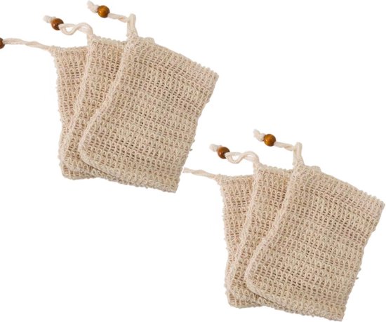 Seifenbeutel, Seifenschale, Shampoo-beutel, Plastikfrei Und Natürlich, 6er-set, Schaumstoffnetz, 9 X 14 Cm, Baumwoll-hanf-mischgewebe, Mundseifenbeutel