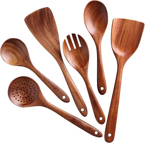 6-teiliges Hitzebeständiges Küchenutensil-kochgeschirr-set Aus Holz