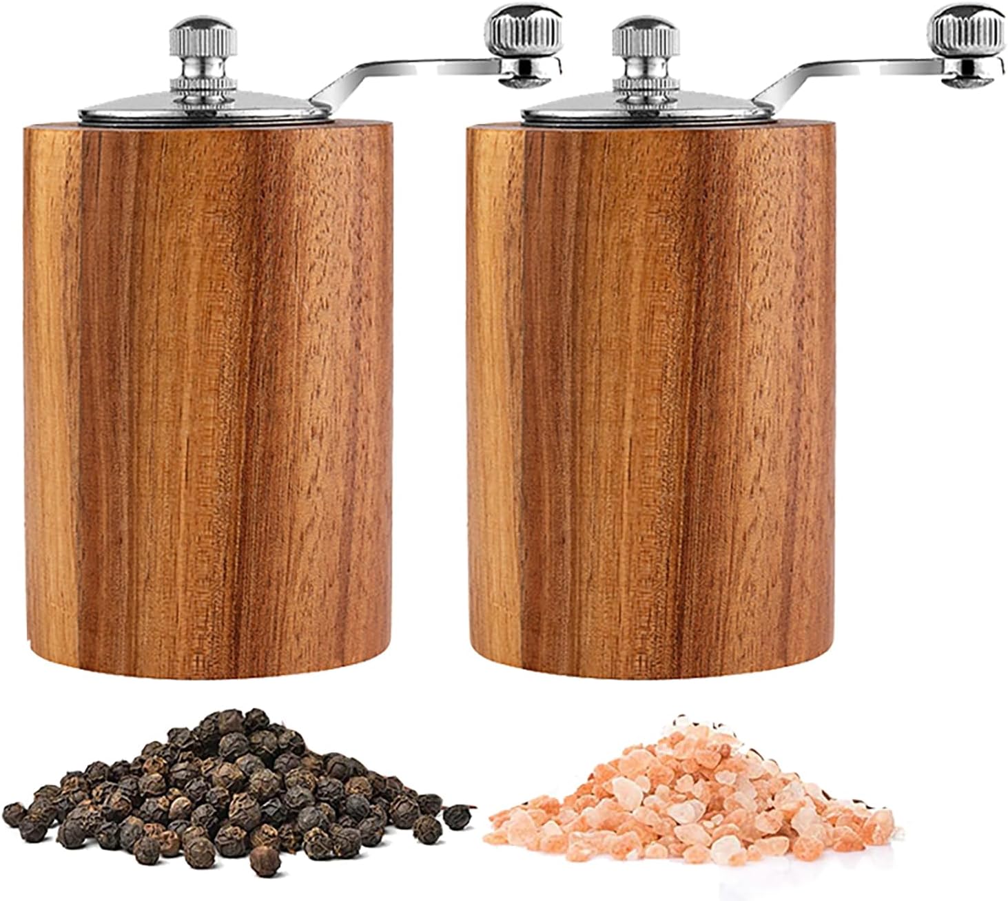 Salz- Und Pfeffermühlen-set Aus Holz – Holzstreuer Mit Verstellbarem Keramikkern – Klassische, Manuell Nachfüllbare Salz- Und Pfeffermühlen Mit Zahnradantrieb