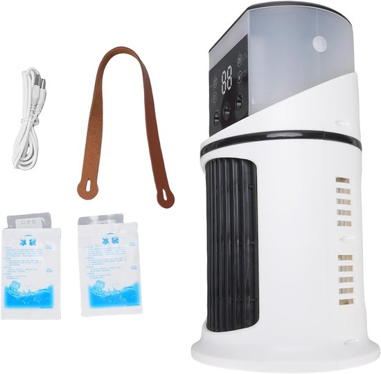 Tragbarer Luftkühler – Mini-klimaanlage – Persönliche Kühlung – 6-stufige Nano-vernebelung – 27 Cm Hoch – Weiß