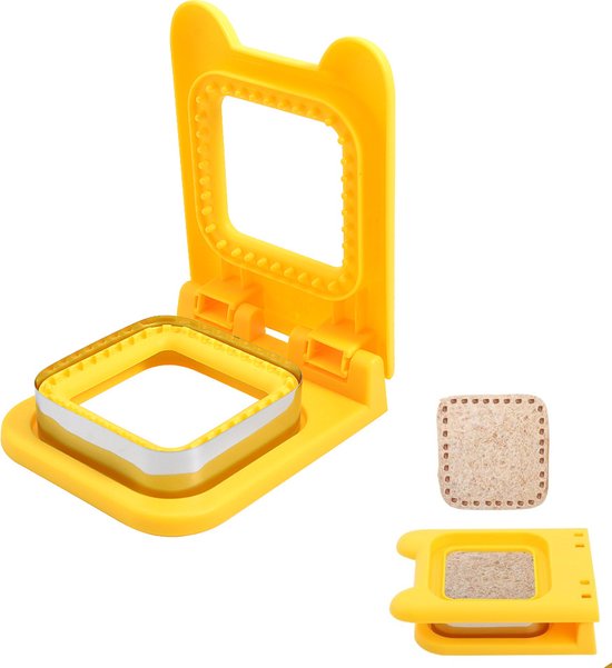 Sandwichausstecher Und -verschließer Aus Edelstahl, Kinderkeksform, Krustenentferner, Gelbes Quadrat
