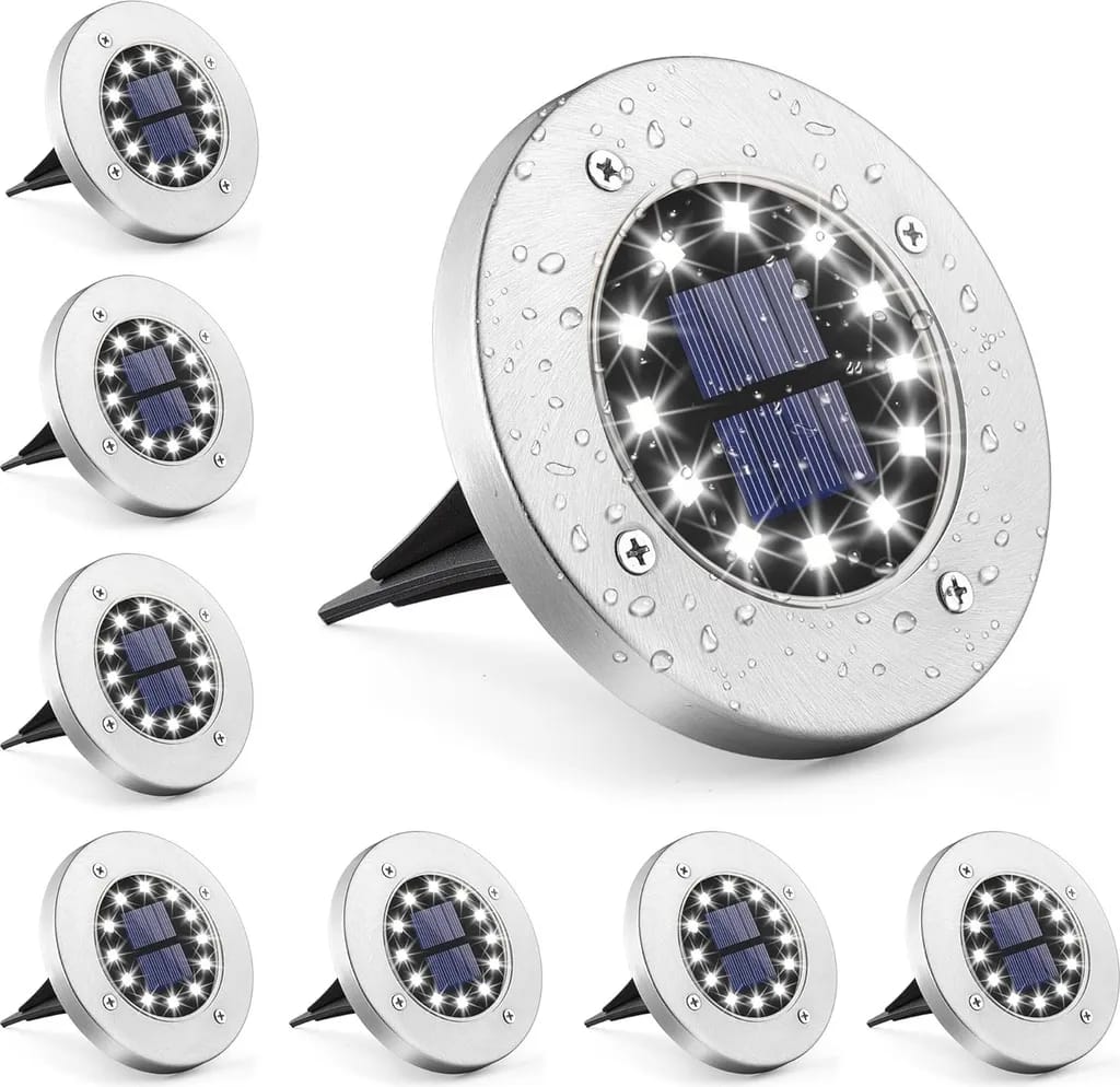 8 X 12 Led-solar-gartenleuchten, Solar-bodenleuchten, Ip65, Kaltweißes Licht