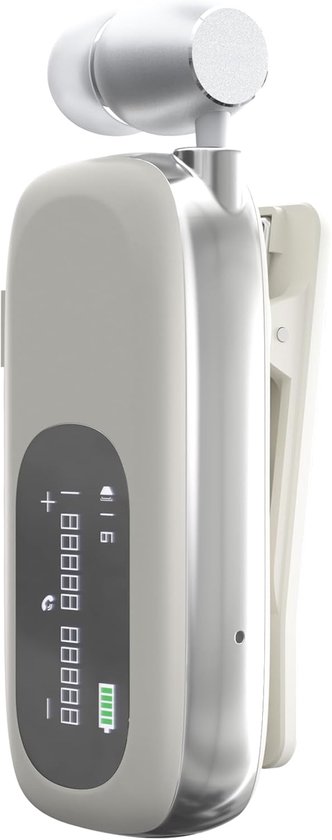Business-bluetooth-headset Mit Einziehbarem Kabel, Drahtlosem Mikrofon Und Lavalier-clip, Lcd-display, Bluetooth 5.4, Verbindung Mit 2 Telefonen Möglich (beige)