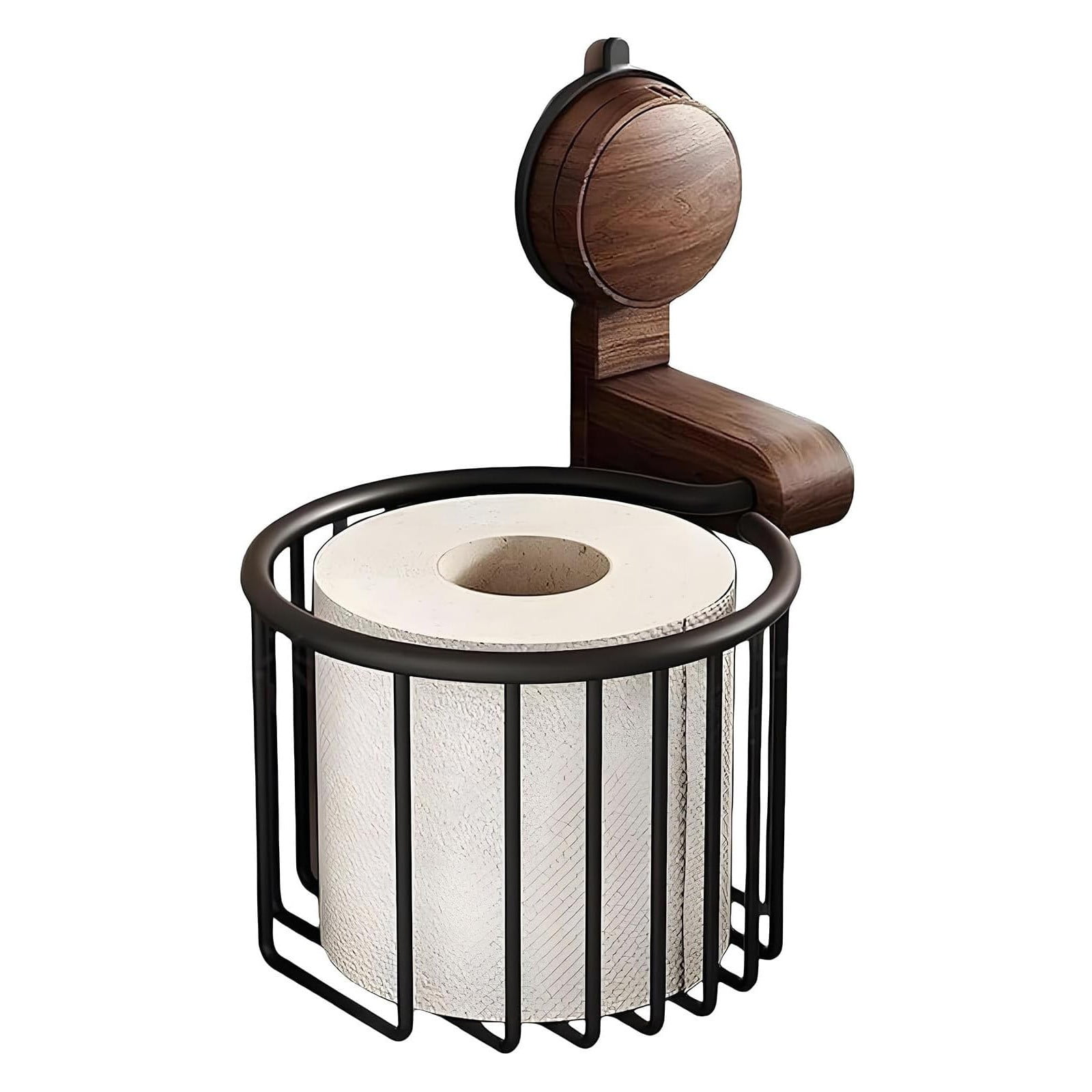 Wandmontierter Toilettenpapierhalter Mit Korb, Schwarzer Retro-aufbewahrungs- Und Organisationsbehälter Fürs Badezimmer, Toilettenpapierkorb Ohne Bohren