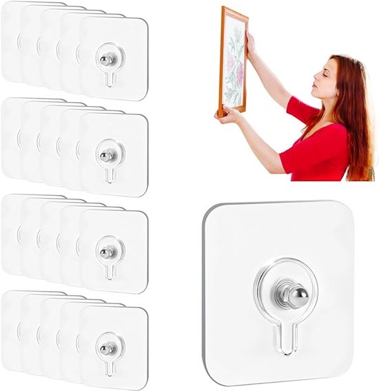 20er-packung Selbstklebende, Transparente Wandhaken (6 X 6 Cm)