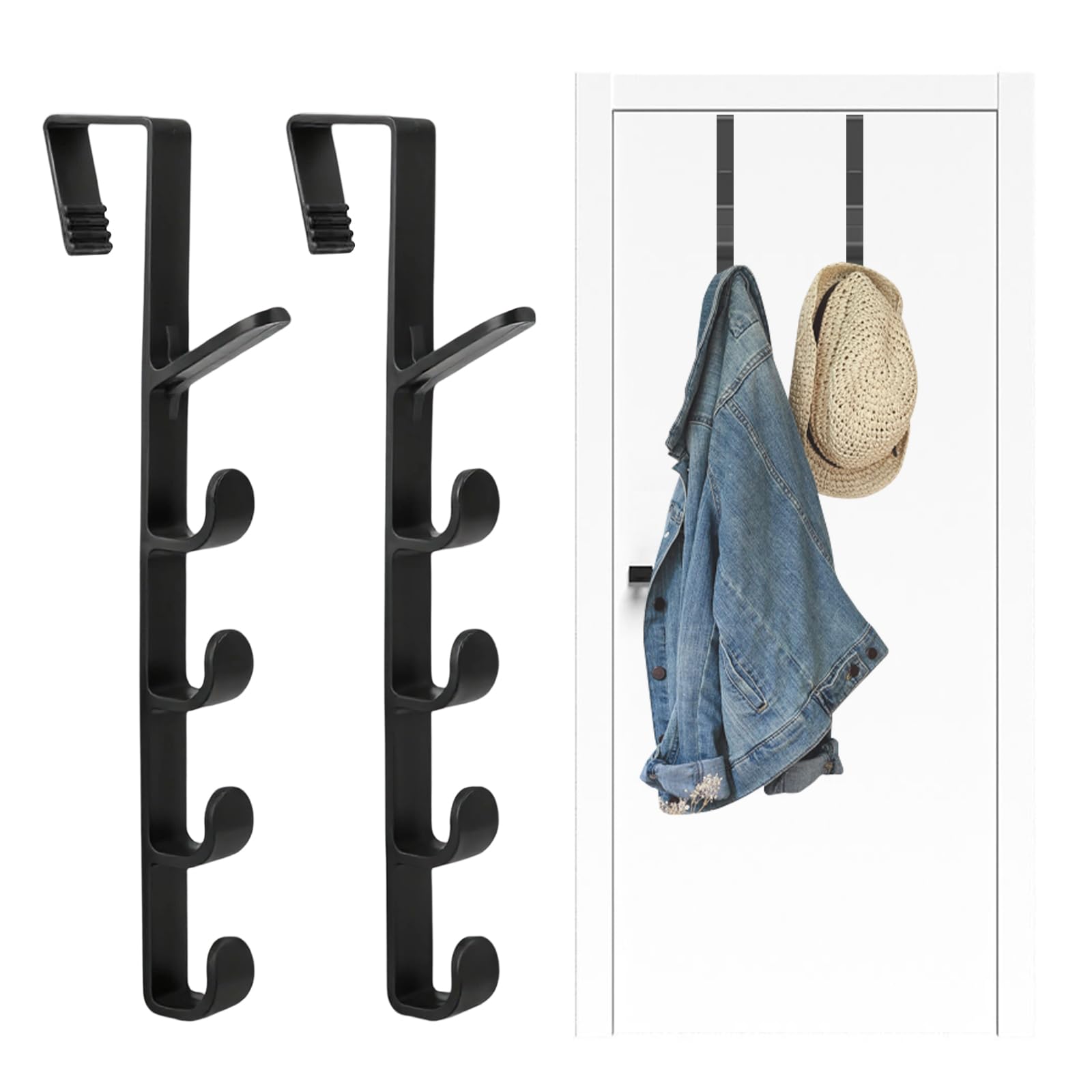 Türhänger, Schwarzer Türhaken, Türhaken Aus Kunststoff Für Schlafzimmer, Kleidung, Handtücher, Hüte, Taschen