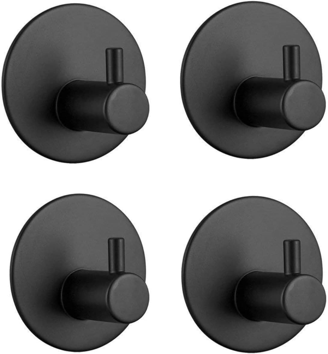 Schwarze, Selbstklebende Wandhaken, Hochfeste Klebehaken Aus Edelstahl 304, 4er-set