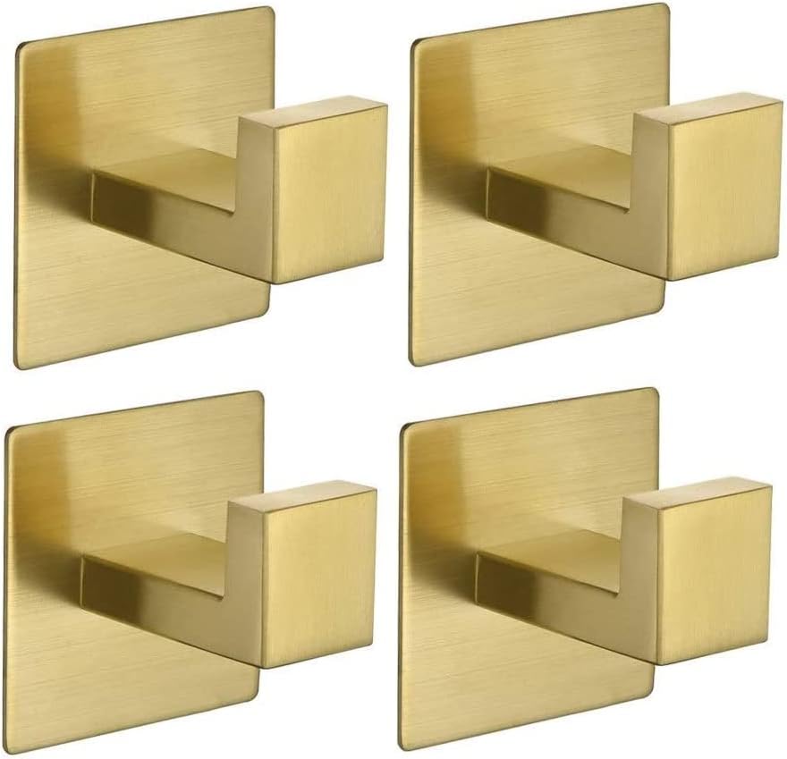 4-teiliges Set Selbstklebender Wandhandtuchhaken Aus Edelstahl 304, Goldfarben, 6,5 X 5 X 5 Cm