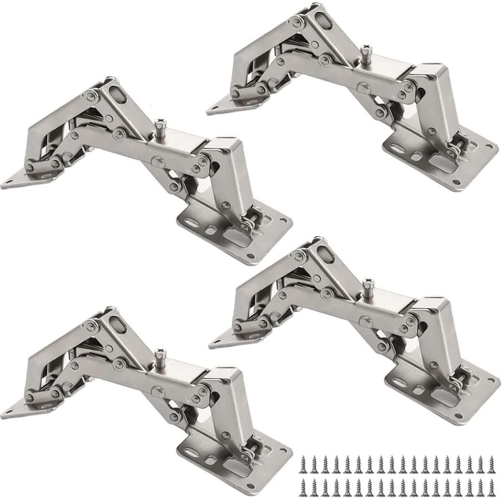 Ein Set Aus Vier 170°-scharnieren Mit Soft-close-funktion Und 36 Schrauben – Weitwinkel-scharniere Für Holzschränke, Kein Bohren Erforderlich.