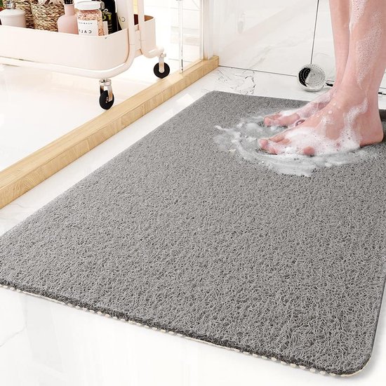 Rutschfeste Badematte, 60 X 90 Cm, Badematte, Pvc-luffa-badematte, Geeignet Für Feuchträume, Schnelltrocknend (grau).