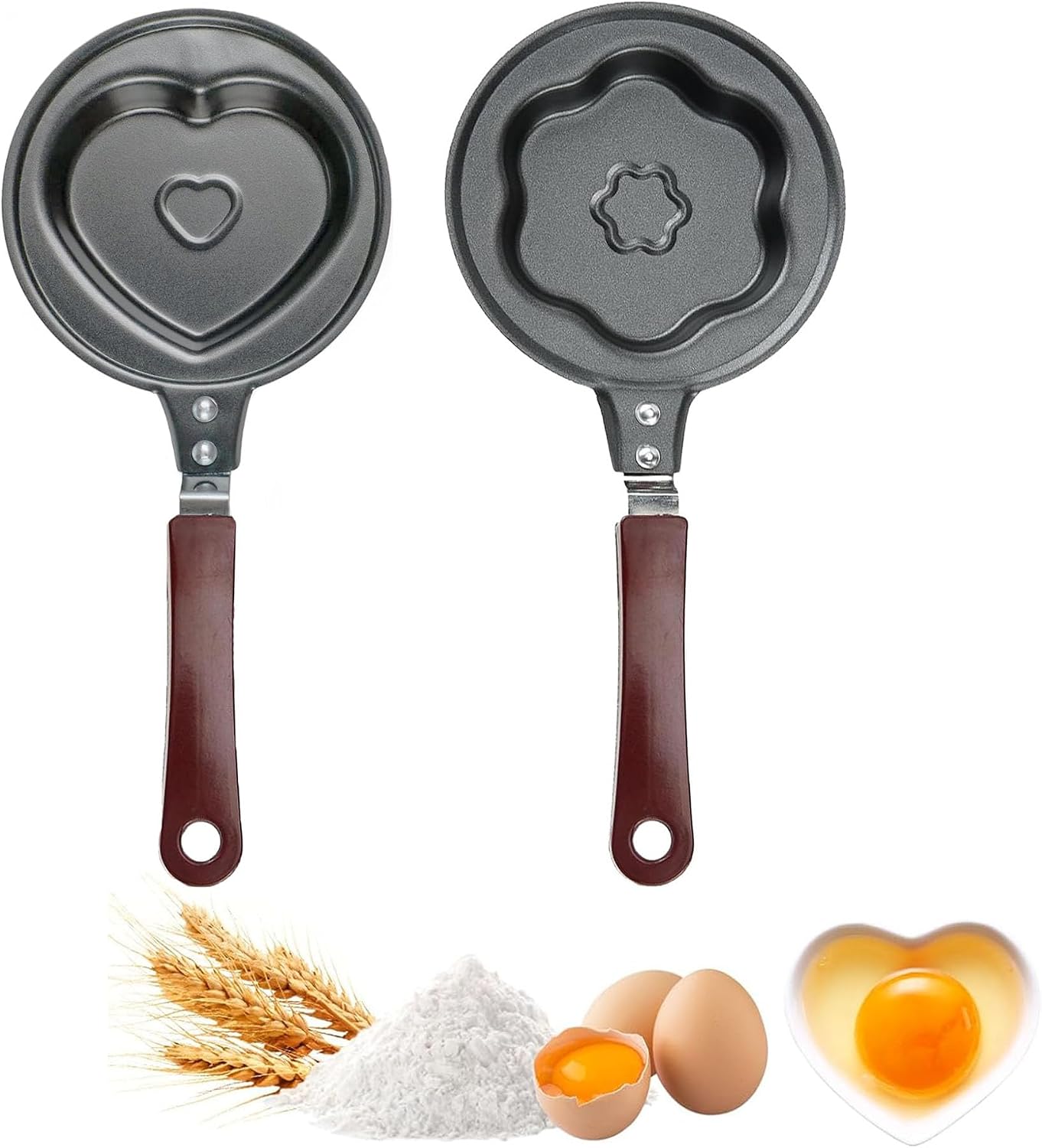 2-teilige Antihaft-pfanne Mit Griff Für Spiegeleier, Pfannkuchenpfanne Mit Griff, Anti-anbrenn-design Für Frühstück, Omelett, Pfannkuchen, Steak (love + Plum)