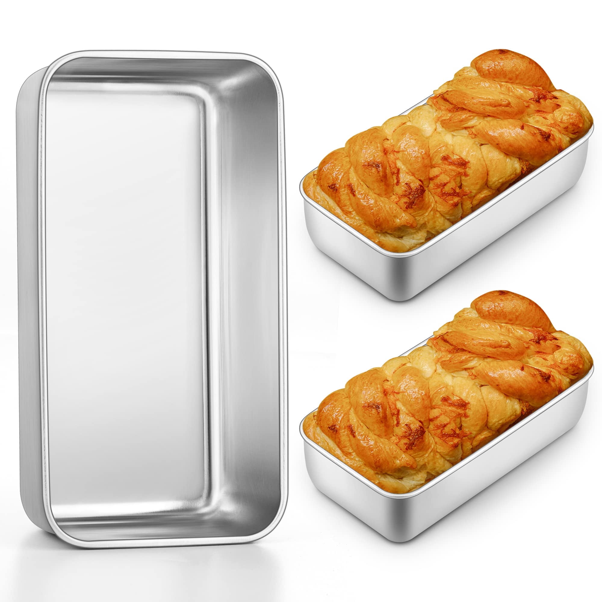 Dreiteiliges Brotbackblech-set, Edelstahl, Zum Backen Von Brot, Toast, Fleischfrikadellen, Lasagne, Kuchen, Gesund, Ungiftig, Tiefer Rand, Ofenfest.