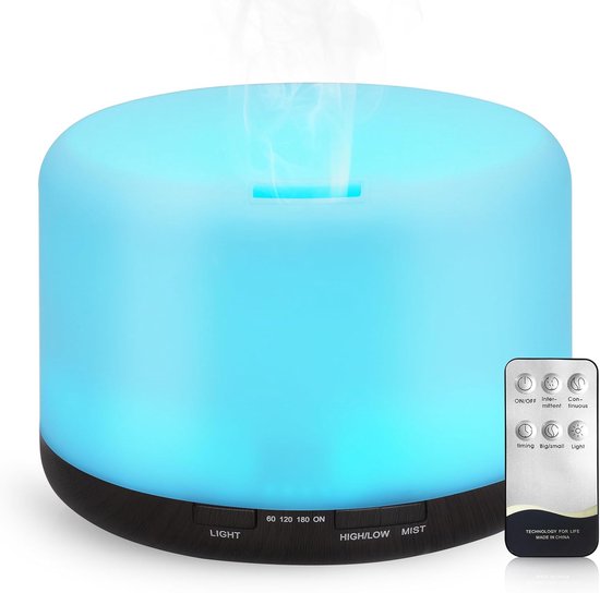 500-ml-diffusor Für Ätherische Öle – Luftbefeuchter Fürs Schlafzimmer – Automatische Abschaltung Mit Led-beleuchtung – Elektrischer Diffusor Für Schlafzimmer/büro/spa – Dunkle Holzmaserung
