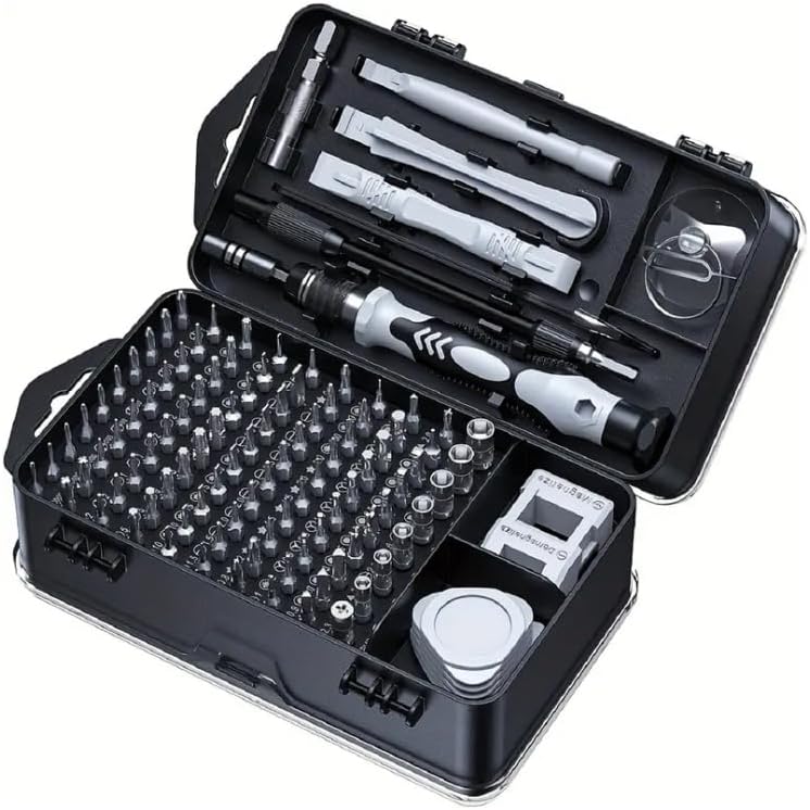 Magnetischer, Rutschfester Griff Und Pinzette (grau), 115-in-1 Präzisionsschraubendreher-set, Professionelles Reparaturset Mit Schlitzschraubendreher Und Verschiedenen Bits