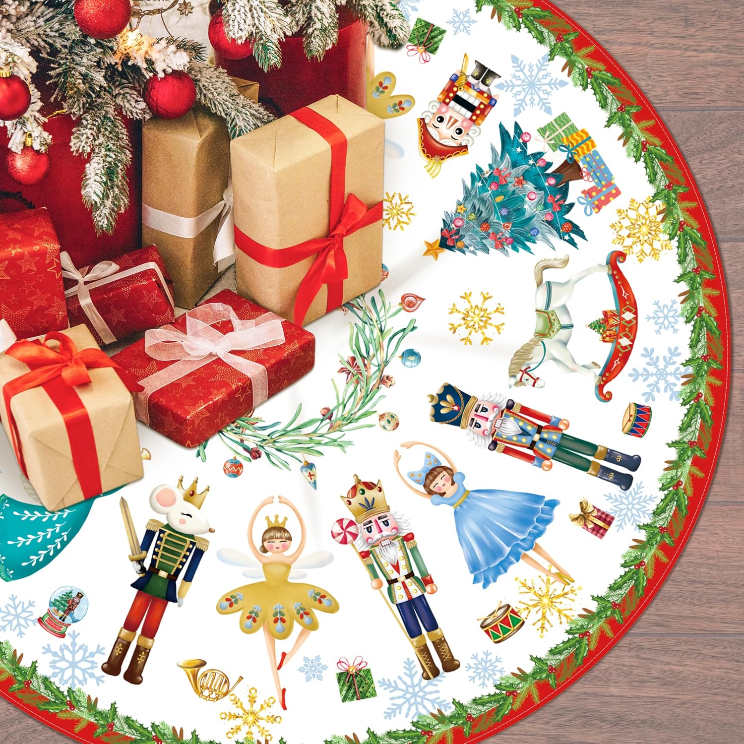 Rustikale Weihnachtsbaumdecke 122 Cm (48 Zoll) – Nussknacker-kragen-design – Weihnachtsbaumkragen / Winterliche Weihnachtsdekoration / Weihnachtsschmuck – 122 Cm (48 Zoll)