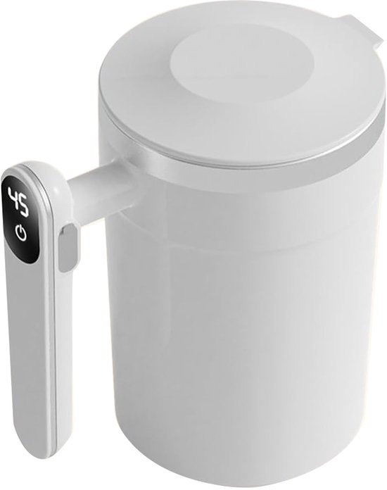 Selbstumrührender Kaffeebecher Mit Echtzeit-temperaturanzeige, Auslaufsicherer Automatischer Mixbecher Für Proteinpulver, Saft Und Milchshakes (weiß)