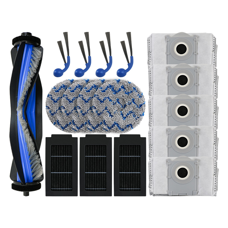 17 Zubehörteile – Ecovacs Deebot T30c Omni – T30c – T50s – N50 Saugroboter – 1 Hauptbürste – 4 Reinigungstücher – 3 Filter – 5 Staubbeutel – 1 M