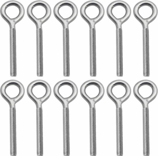 12-teiliges Ösen-set – Schraubloch – M4 X 50,3 Mm – Edelstahl – Silber – Schraubhaken – Gewindeöse – Geeignet Für Holz, Bastelarbeiten Und Möbel