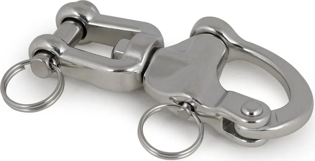 Zwei Schnellverschlussclips Aus Edelstahl Mit Schwenkgabeln, 87 Mm.