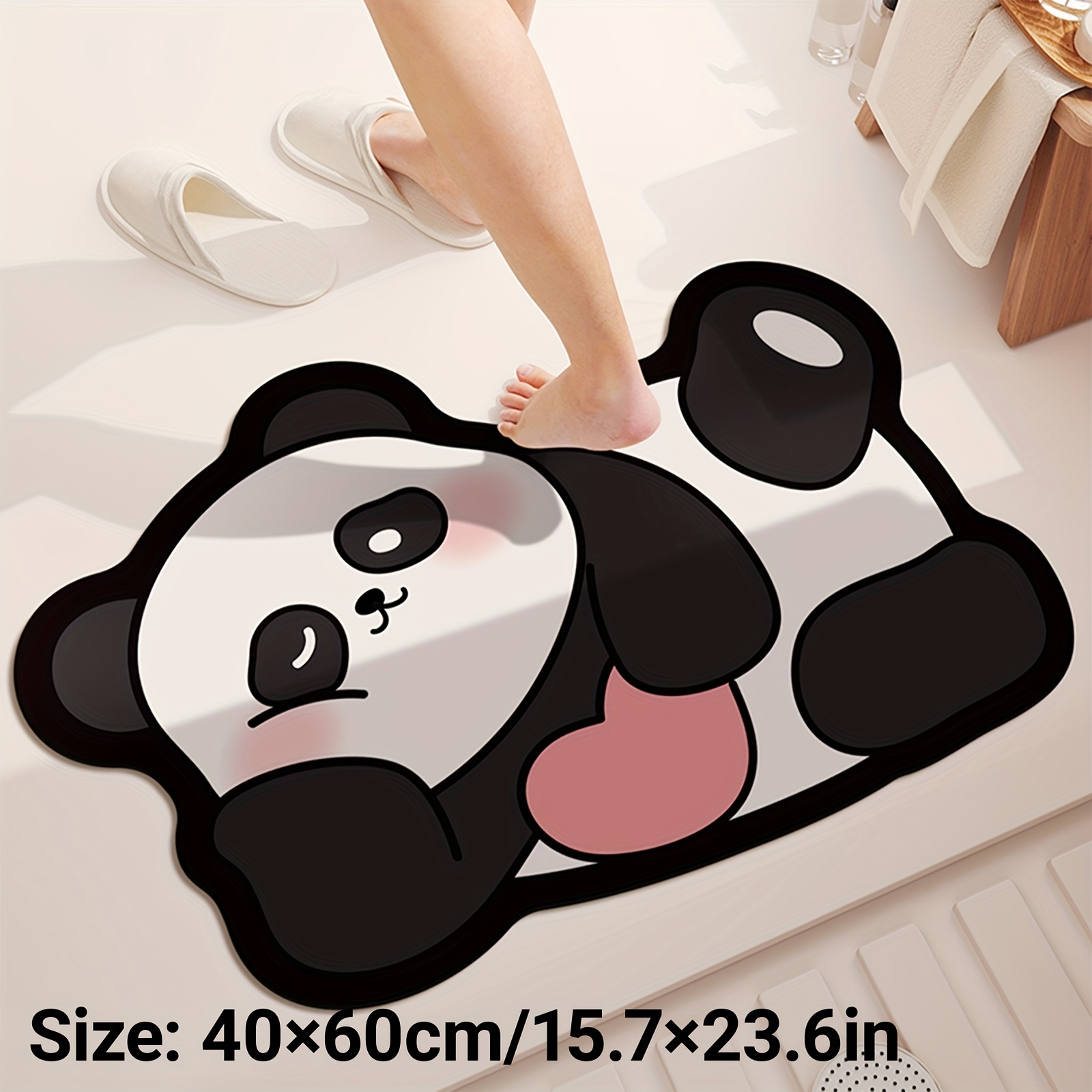 Super Saugfähige Badematte, Rutschfeste, Weiche Bodenmatte Für Dusche, Badewanne Und Außentüren Mit Niedlichem Panda-motiv