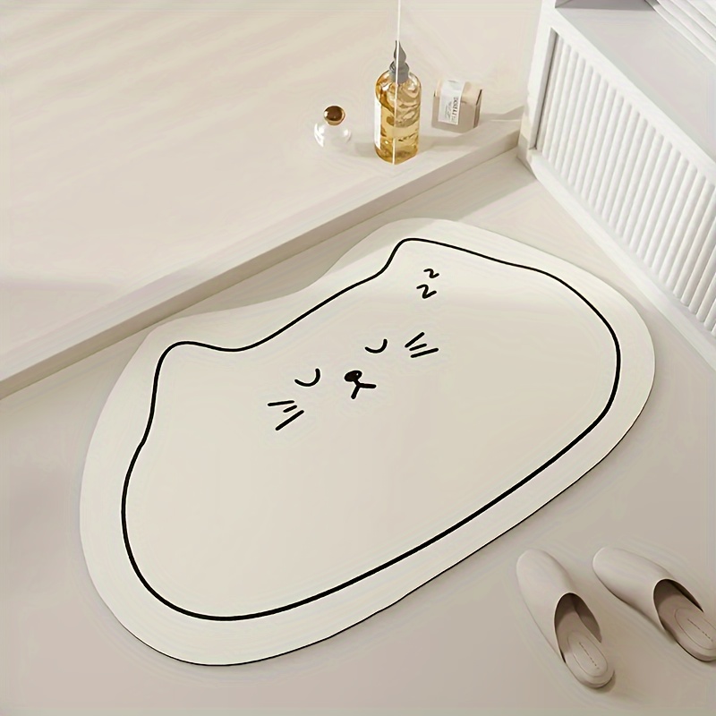 Niedliche, Rutschfeste Badezimmermatte Aus Kieselgur Mit Cartoon-muster, Wasserabsorbierend, Schnelltrocknend Und Ultraweich.